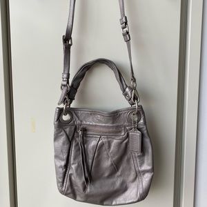 Silver COACH leather bag